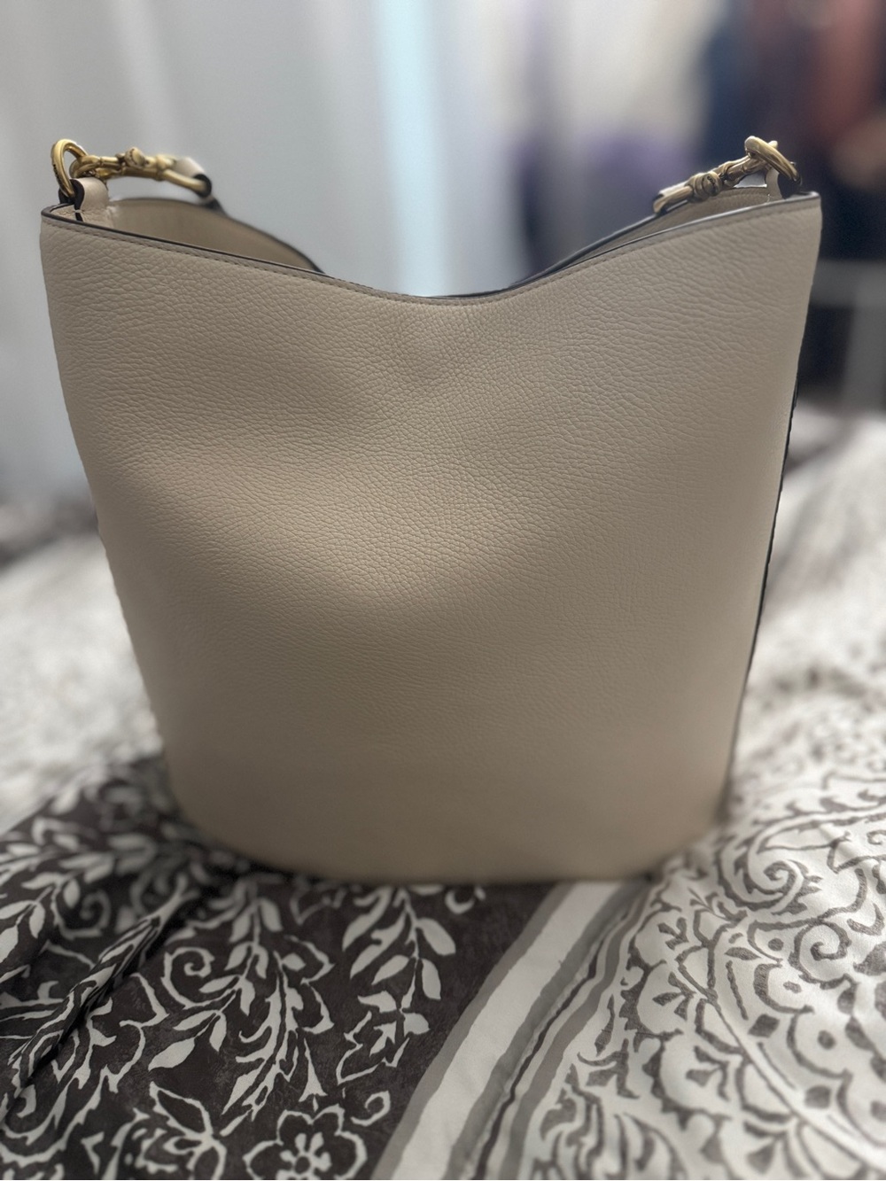Coach Willow Bucket Bag Chalk White Leather Turnlock Crossbody Like New - Picture 5 of 9